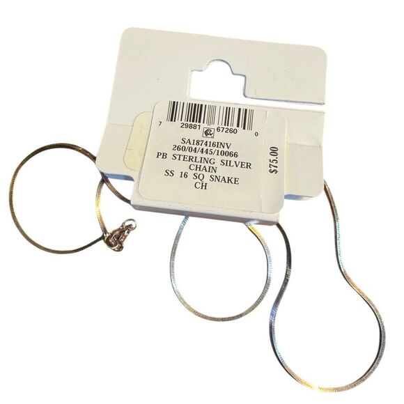 Giani Bernini Sterling Silver Necklace, 16”Square Snake Chain - Picture 5 of 6